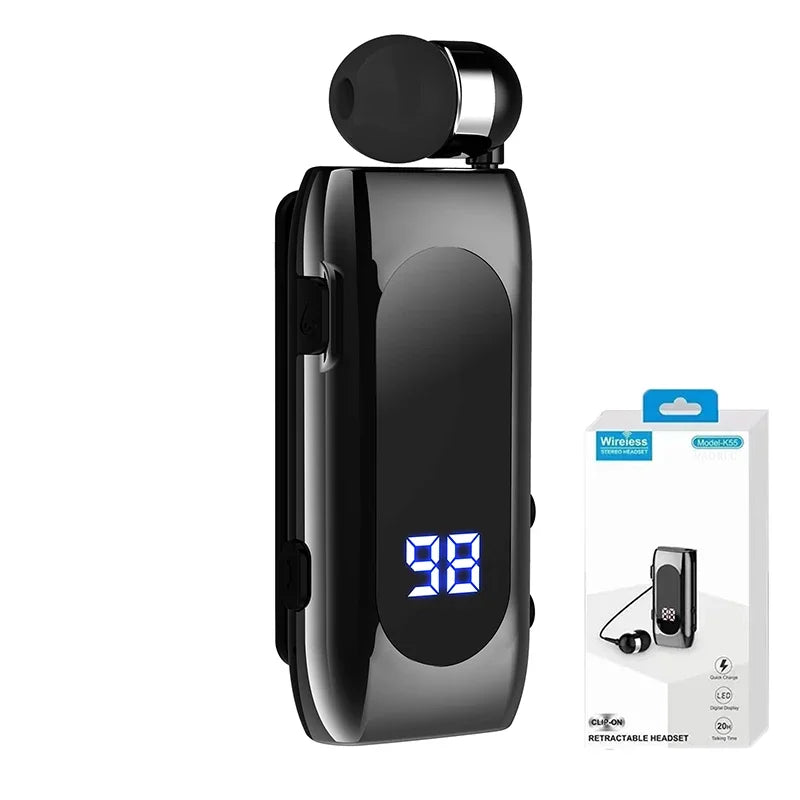 Auricolare wireless con cancellazione del rumore, Bluetooth 5.2, display digitale a LED