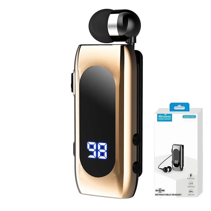 Auricolare wireless con cancellazione del rumore, Bluetooth 5.2, display digitale a LED